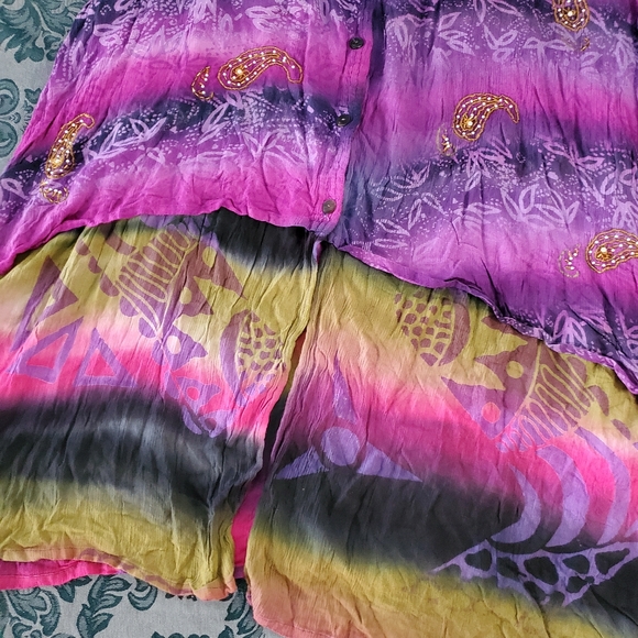 VTG Ikad Multicolored Boho Hippie Artsy Beaded Rayon Layered Tunic Top One Size - Picture 8 of 11